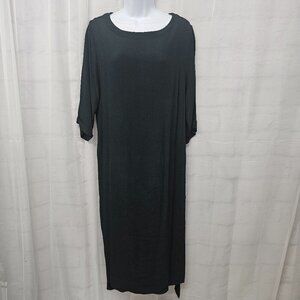 Vintage Holding Horses Green Midi Shift Dress Minimalist Lagenlook S